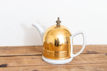 Load image into Gallery viewer, Hall China Teapot with Copper Insulator Cover Vintage Tea Kettle - Eagle&#39;s Eye Finds
