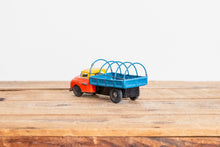 Load image into Gallery viewer, Tin Friction Farm Truck Vintage ASC Japan Litho Covered Stake Truck - Eagle&#39;s Eye Finds
