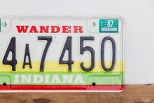 Load image into Gallery viewer, Indiana 1987 Wander License Plate Vintage 1980s Wall Hanging Decor - Eagle&#39;s Eye Finds
