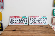 Load image into Gallery viewer, Wisconsin ABE License Plate Pair Vintage Wall Hanging Decor - Eagle&#39;s Eye Finds
