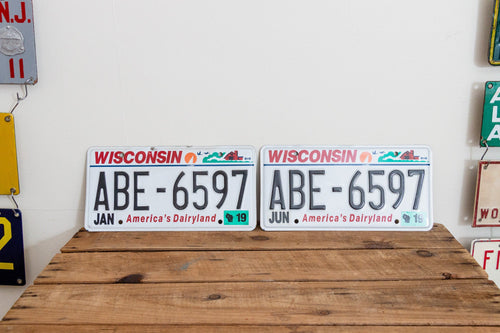 Wisconsin ABE License Plate Pair Vintage Wall Hanging Decor - Eagle's Eye Finds