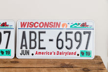 Load image into Gallery viewer, Wisconsin ABE License Plate Pair Vintage Wall Hanging Decor - Eagle&#39;s Eye Finds
