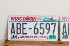 Load image into Gallery viewer, Wisconsin ABE License Plate Pair Vintage Wall Hanging Decor - Eagle&#39;s Eye Finds
