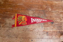 Load image into Gallery viewer, Indian River Michigan Felt Pennant Vintage Red Native American Wall Decor - Eagle&#39;s Eye Finds
