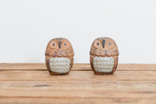 Load image into Gallery viewer, Fitz and Floyd Owl Shakers Vintage Japan Ceramic Stoneware Salt Pepper - Eagle&#39;s Eye Finds
