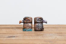 Load image into Gallery viewer, Totem Salt and Pepper Shakers Vintage Copper Metal Table Decor - Eagle&#39;s Eye Finds
