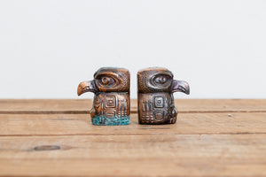 Totem Salt and Pepper Shakers Vintage Copper Metal Table Decor - Eagle's Eye Finds