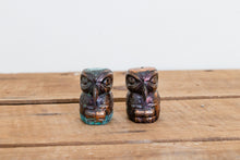 Load image into Gallery viewer, Totem Salt and Pepper Shakers Vintage Copper Metal Table Decor - Eagle&#39;s Eye Finds
