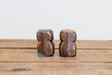 Load image into Gallery viewer, Totem Salt and Pepper Shakers Vintage Copper Metal Table Decor - Eagle&#39;s Eye Finds
