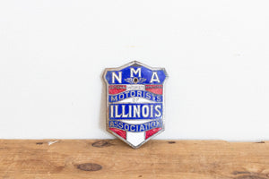 NMA Illinois Radiator Badge Vintage Porcelain National Motorist Association - Eagle's Eye Finds