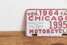 Load image into Gallery viewer, 1964 Chicago Motorcycle Tax Tag Vintage License Plate Auto Collectible - Eagle&#39;s Eye Finds

