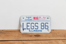 Load image into Gallery viewer, LEGS 86 Illinois 1992 Motorcycle Vanity License Plate Vintage Wall Hanging Decor - Eagle&#39;s Eye Finds
