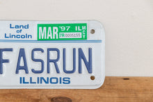 Load image into Gallery viewer, FAST RUN Illinois 1997 Motorcycle Vanity License Plate Vintage Wall Hanging Decor - Eagle&#39;s Eye Finds
