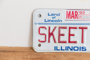 SKEET 2 Illinois 1992 Motorcycle Vanity License Plate Vintage Moped Wall Hanging Decor - Eagle's Eye Finds