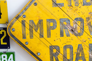 End Improved Road Sign Vintage Maine Wood Auto Garage Decor - Eagle's Eye Finds