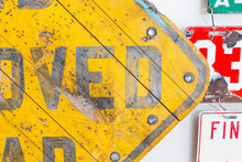 Load image into Gallery viewer, End Improved Road Sign Vintage Maine Wood Auto Garage Decor - Eagle&#39;s Eye Finds
