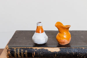 Mini White and Tan Vases Vintage Ceramic Decor - Eagle's Eye Finds