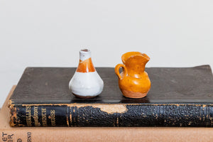 Mini White and Tan Vases Vintage Ceramic Decor - Eagle's Eye Finds