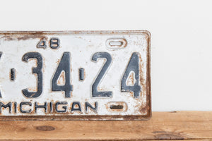 Michigan 1948 License Plate Vintage Silver Wall Hanging Decor - Eagle's Eye Finds