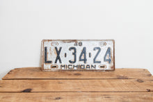 Load image into Gallery viewer, Michigan 1948 License Plate Vintage Silver Wall Hanging Decor - Eagle&#39;s Eye Finds

