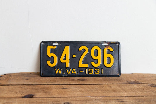 West Virginia 1931 License Plate Vintage Black Wall Hanging Decor - Eagle's Eye Finds