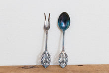 Load image into Gallery viewer, Tea Serving Utensils Vintage Silver Plated Jam Spoon and Lemon Fork - Eagle&#39;s Eye Finds
