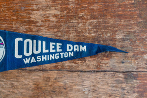 Coulee Dam Washington Felt Pennant Vintage Blue Souvenir - Eagle's Eye Finds