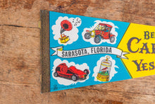 Load image into Gallery viewer, IMPKO Sarasota Florida Felt Pennant Vintage Retro Cars and Music Wall Decor - Eagle&#39;s Eye Finds
