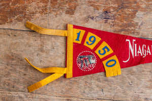1950 Niagara Falls Red Felt Pennant Vintage Travel Wall Decor - Eagle's Eye Finds