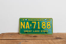 Load image into Gallery viewer, Michigan 1968 License Plate Vintage Wall Hanging Decor John Deere Colors - Eagle&#39;s Eye Finds
