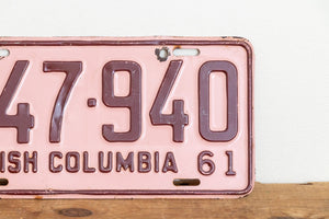 British Columbia 1961 License Plate Vintage Canada Wall Hanging Decor - Eagle's Eye Finds