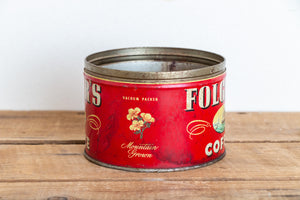 Folger's Coffee Tin Vintage Red Mid-Century Advertising Tin - Eagle's Eye Finds