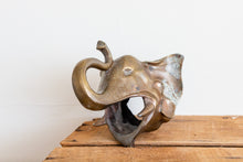 Load image into Gallery viewer, Brass Elephant Head Vintage Golden Animal Mid-Century Decor - Eagle&#39;s Eye Finds
