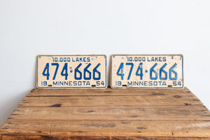 Minnesota 1954 666 License Plate Pair Vintage Wall Hanging Decor - Eagle's Eye Finds