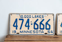Load image into Gallery viewer, Minnesota 1954 666 License Plate Pair Vintage Wall Hanging Decor - Eagle&#39;s Eye Finds
