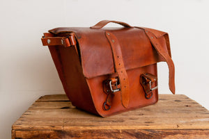 Leather Bike Bag Vintage NOS Bicycle Rear Rack Honey Bourbon Genuine Leather - Eagle's Eye Finds