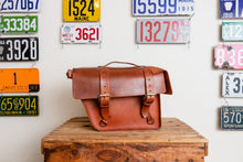 Load image into Gallery viewer, Leather Bike Bag Vintage NOS Bicycle Rear Rack Honey Bourbon Genuine Leather - Eagle&#39;s Eye Finds
