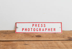 Press Photographer Sign Vintage Embossed Red and White Wall Hanging Decor - Eagle's Eye Finds