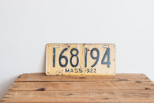 Load image into Gallery viewer, Massachusetts 1922 License Plate Vintage Wall Hanging Decor - Eagle&#39;s Eye Finds
