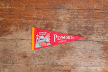 Load image into Gallery viewer, Plymouth Massachusetts Red Felt Pennant Vintage Wall Decor - Eagle&#39;s Eye Finds
