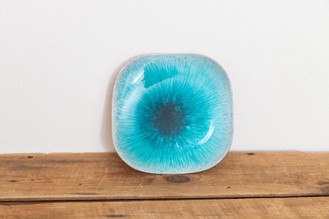 Blue Ceramic Square Dish Vintage Pottery Candy, Ring, or Soap Dish - Eagle's Eye Finds