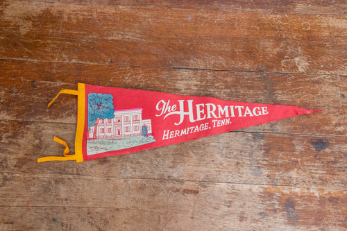 Hermitage Tennessee Felt Pennant Vintage Red Nashville Wall Decor - Eagle's Eye Finds