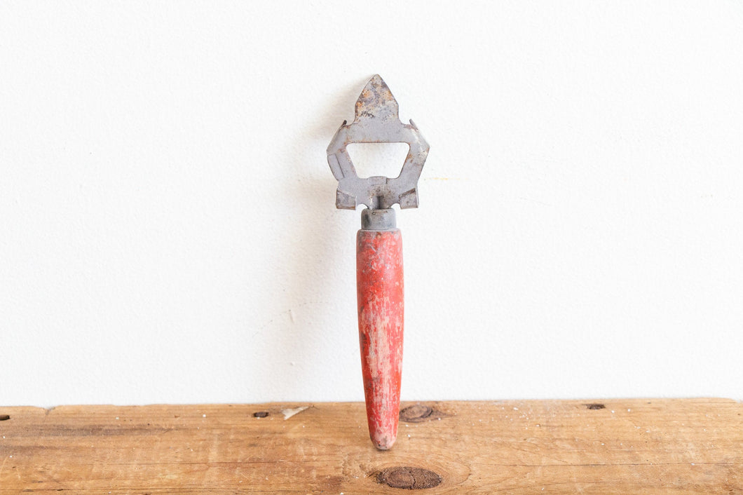 Primitive Can and Bottle Opener Vintage Red Kitchen Gadget Decor - Eagle's Eye Finds