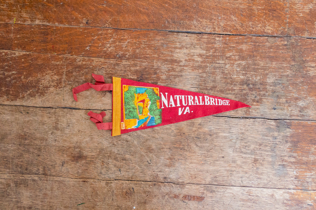 Natural Bridge Virginia Felt Pennant Vintage Red Wall Decor - Eagle's Eye Finds