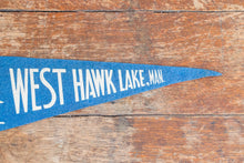 Load image into Gallery viewer, West Hawk Lake Manitoba Blue Felt Pennant Vintage Canada Wall Decor - Eagle&#39;s Eye Finds

