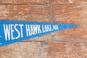West Hawk Lake Manitoba Blue Felt Pennant Vintage Canada Wall Decor - Eagle's Eye Finds
