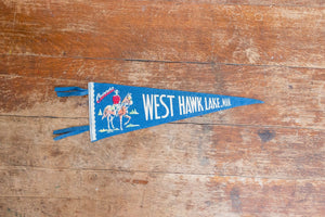 West Hawk Lake Manitoba Blue Felt Pennant Vintage Canada Wall Decor - Eagle's Eye Finds