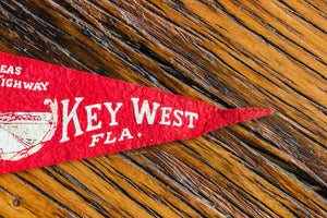 Key West Florida Felt Pennant Vintage Red Wall Decor - Eagle's Eye Finds