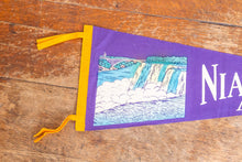 Load image into Gallery viewer, Niagara Falls New York Felt Pennant Vintage Purple Travel Wall Decor - Eagle&#39;s Eye Finds
