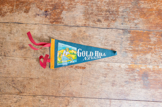 Gold Hill Nevada Blue Felt Pennant Vintage Wall Hanging Decor - Eagle's Eye Finds